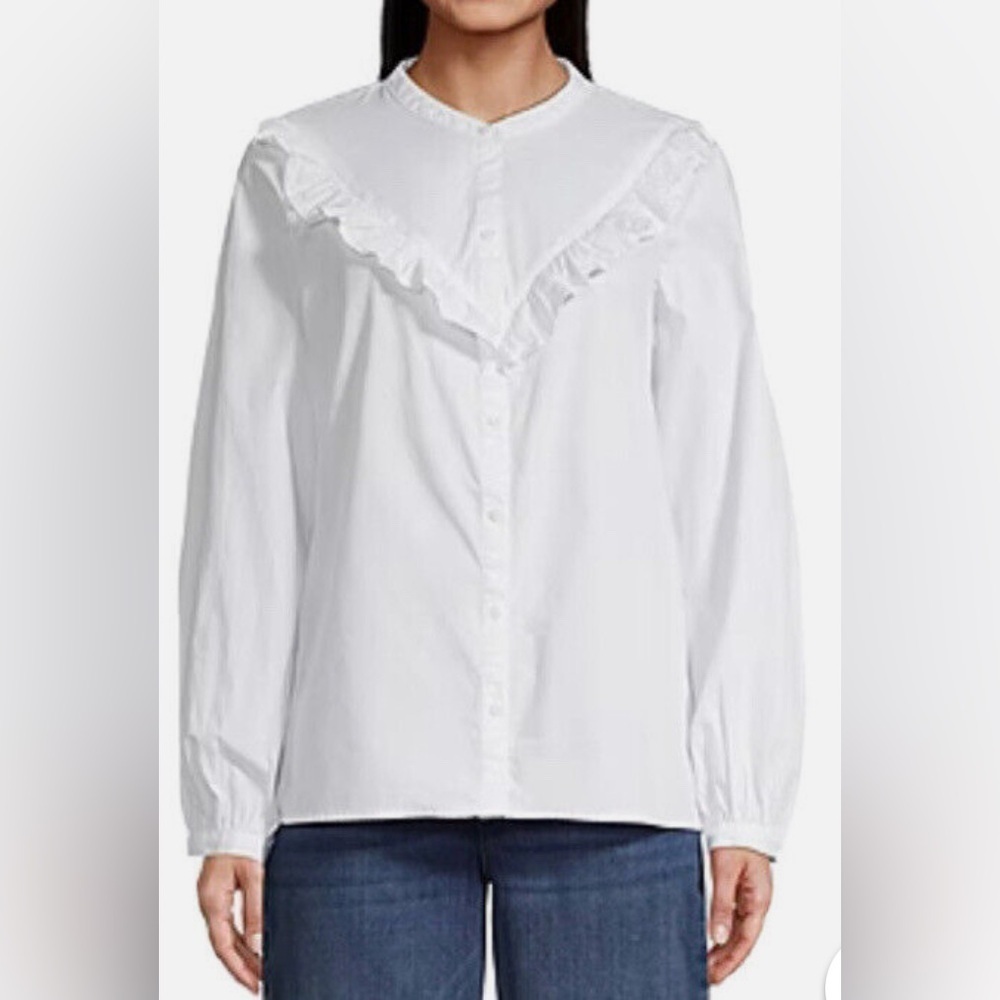 St Johns Bay Woman Ruffle Yoke Blouse 3X